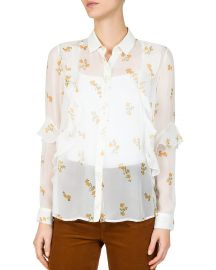 The Kooples Popcorn Floral-Print Sheer Silk Shirt  at Bloomingdales